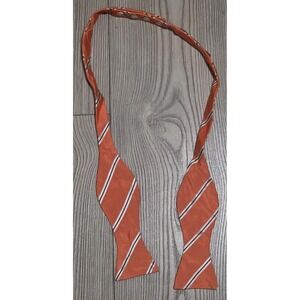 Carrot And Gibbs Bow Tie Orange White Striped Pure Silk Handmade